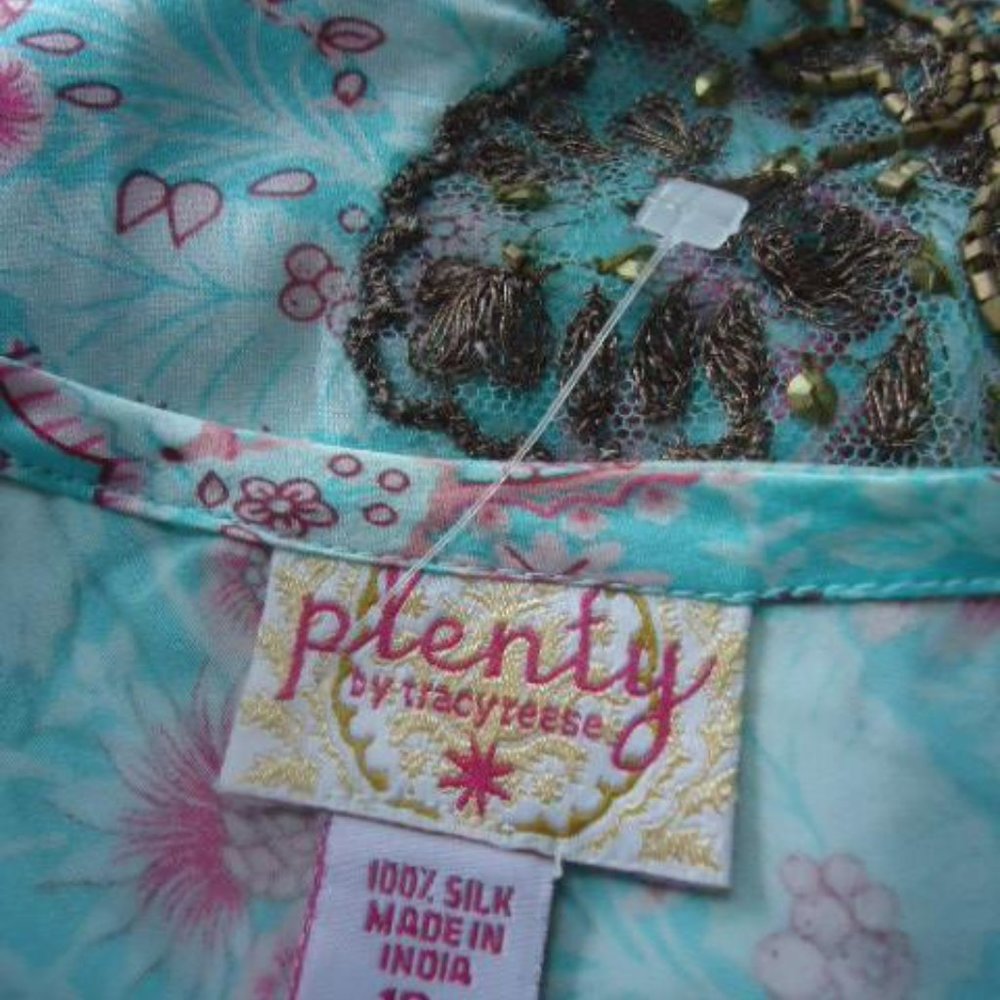 VTG Plenty Tracy Reese print and beaded silk slip dress - Picture 9 of 9